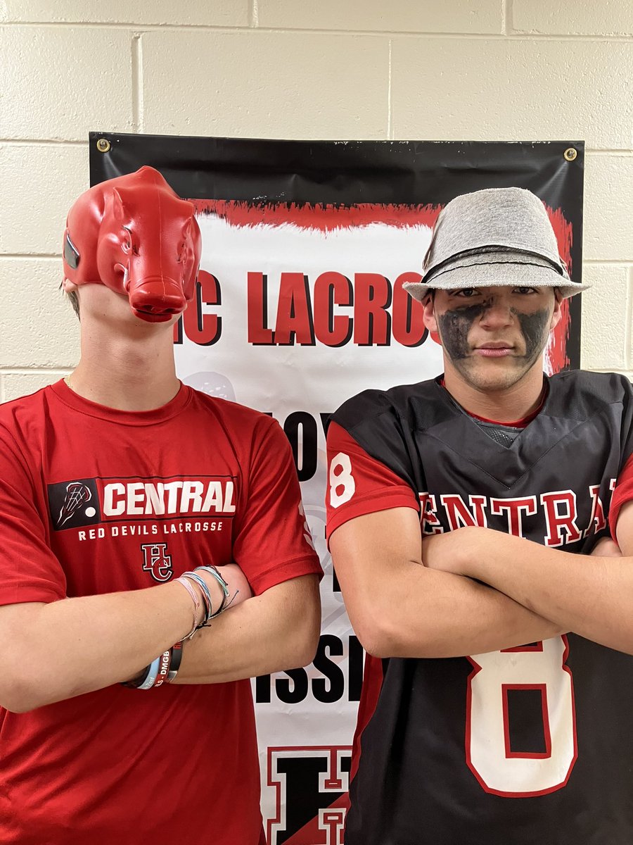 HC_Lax's tweet photo. Congrats to Liam Mansell and Connor Lancaster for winning Broadway 🎩 Hat and Hog 🐽 Hat for their play against Del Val HWS Semis 🔴⚫️#DMGB #jerrystrong https://t.co/6YCVGXAJp6