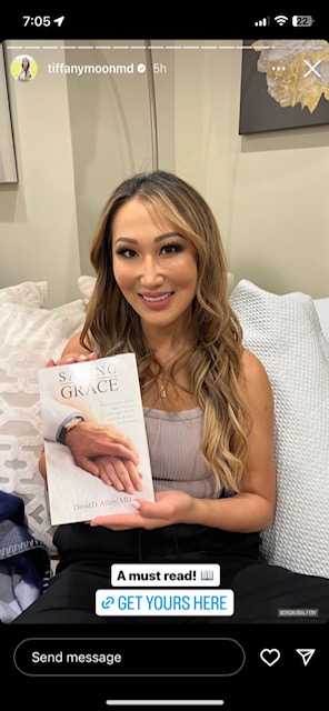 So honored that Tiffany Moon MD has read and recommended SAVING GRACE.  Wow!