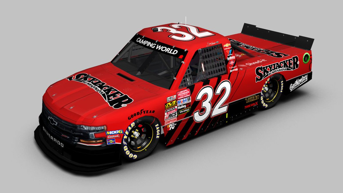 440_Designs's tweet photo. How about some more @Skyjacker trucks, shall we? The #32 were from a past online season, and the #6 is from an offline league. The yellow truck was a random paint job found online, so era based throwback I guess?
#BigfootMonsterTruck #Fictional #NASCAR #NR2003 #Skyjacker https://t.co/AVGKNDDcz4