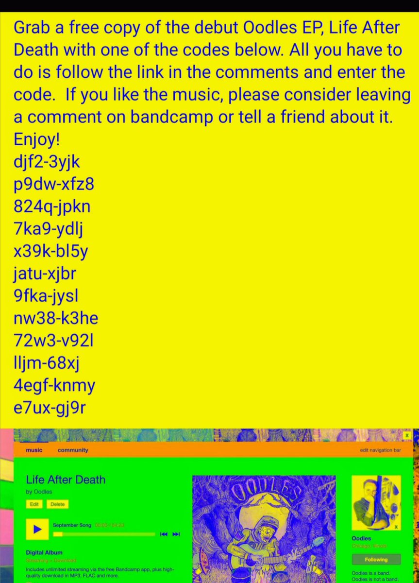 Join the growing hordes of dozens and get the first Oodles EP on Bandcamp. Go to bandcamp.com/yum to redeem your code
#chicagomusic #indiemusic