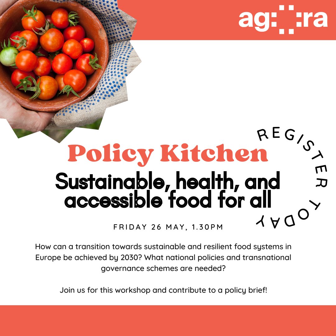 AgoraThinkTank's tweet photo. How can a transition towards sustainable and resilient food systems in Europe be achieved by 2030?

Join us for a workshop on food systems transformation this Friday 26 May and contribute to a joint policy brief with @foraus! 

https://t.co/DMOMJhOSaK https://t.co/rb01oEbXHE