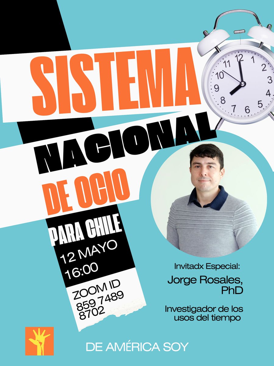 📢 No te pierdas nuestro próximo webinar con @eldoctortiempo !🌟 Acompáñanos este viernes 12 a las 4:00 PM (hora de Chile), para conocer la propuesta del Sistema Nacional de Ocio. ¡Regístrate ahora! 👉
us02web.zoom.us/webinar/regist…