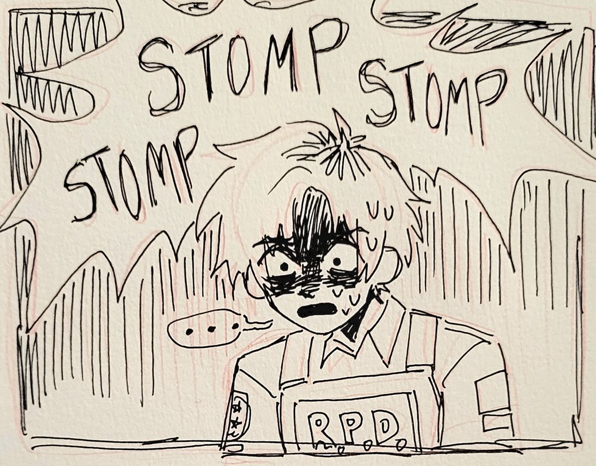 i fucking adore those RE2 AUs where Mr. X is literally just a big dude who doesnt chase you or crush you with his bare hands