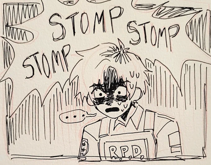 i fucking adore those RE2 AUs where Mr. X is literally just a big dude who doesnt chase you or crush you with his bare hands