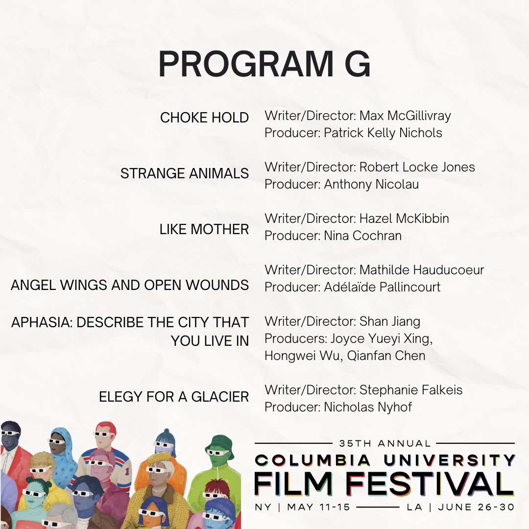 Introducing Program G - be sure to catch these films at #CUFF2023!

🗓Sunday, May 14th
⏱5pm
📍Lenfest Center for the Arts (615 W 129th St, New York, NY, 10027)