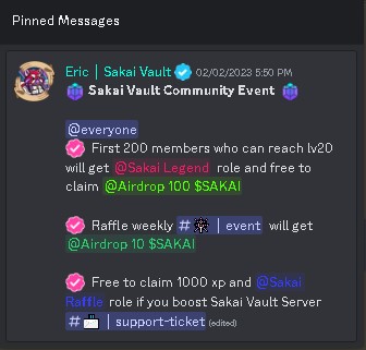EllenR_007's tweet photo. @SakaiVault Discord Event SAKAI LEGEND 
The promised rewards are 100 SAKAI, April 17, 2023. Until now they have not been distributed !!!! @SakaiVault 

#SAKAIVAULTSCAM 

@MEXC_Global  @DaCryptoGeneral @CertiK @CertiKCommunity @AirdropDet @arbitrum @CoinMarketCap @coingecko @AkatsukiLabs https://t.co/FMNE1f2wtY