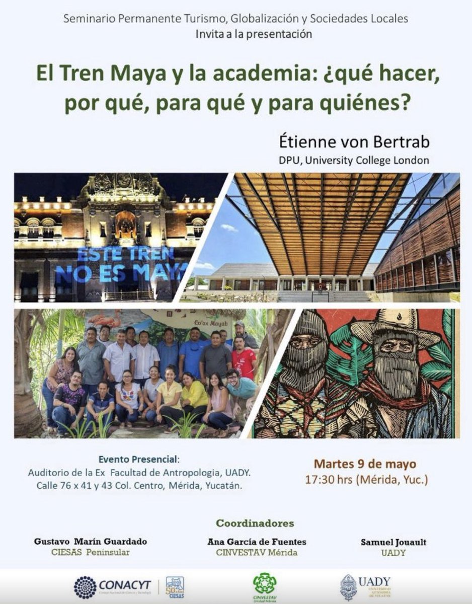 On the role of public universities for planning in the context of Tren Maya and beyond. <a href="/etiennista/">Étienne von Bertrab 🇵🇸</a> at the permanent seminar on tourism, globalisation and local societies <a href="/uady_mx/">Universidad UADY</a>