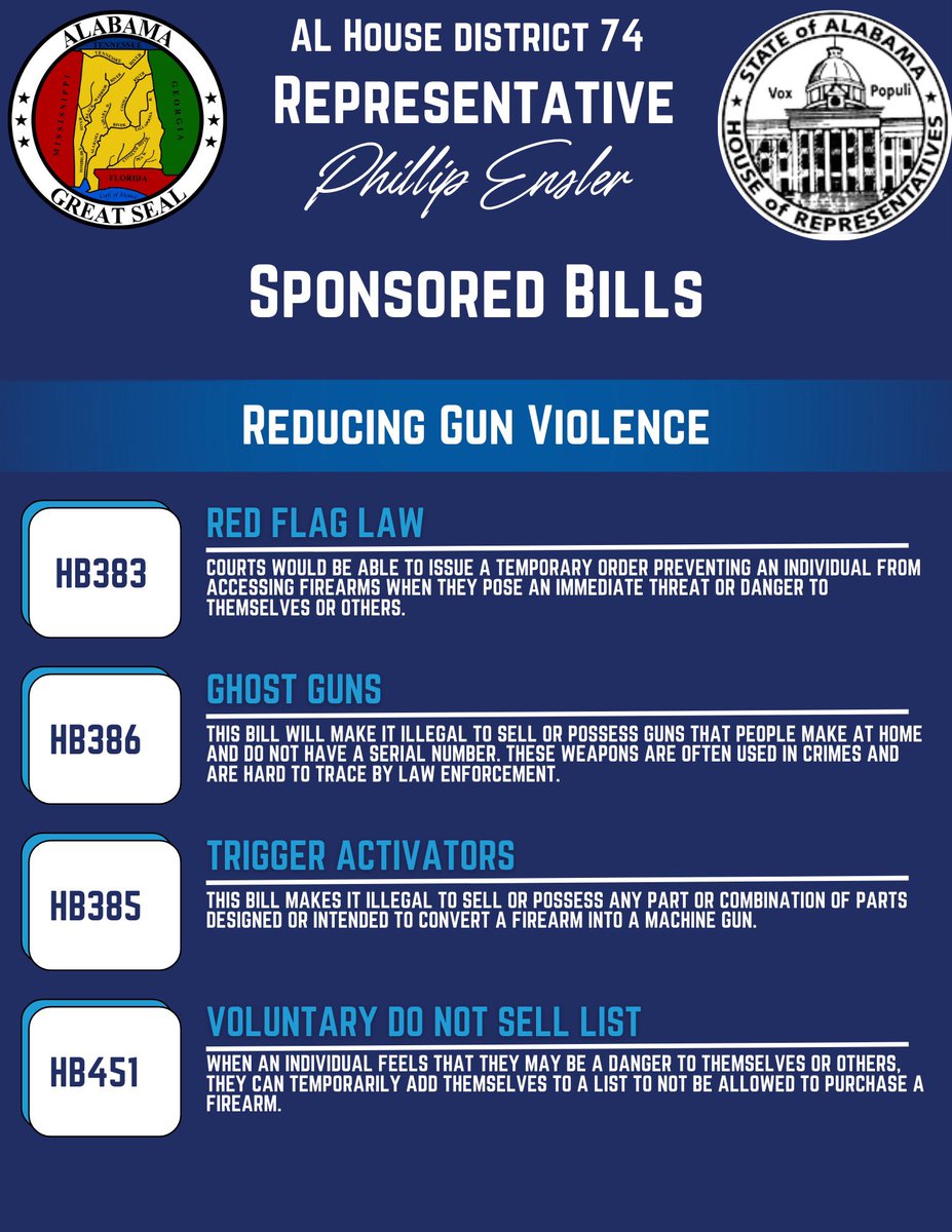 EnslerPhillip's tweet photo. A few weeks ago I announced a package of bills to address gun violence and improve community safety. I wanted to share with you an update on the bill numbers so you can keep track and support them. https://t.co/A50uc0jCDh