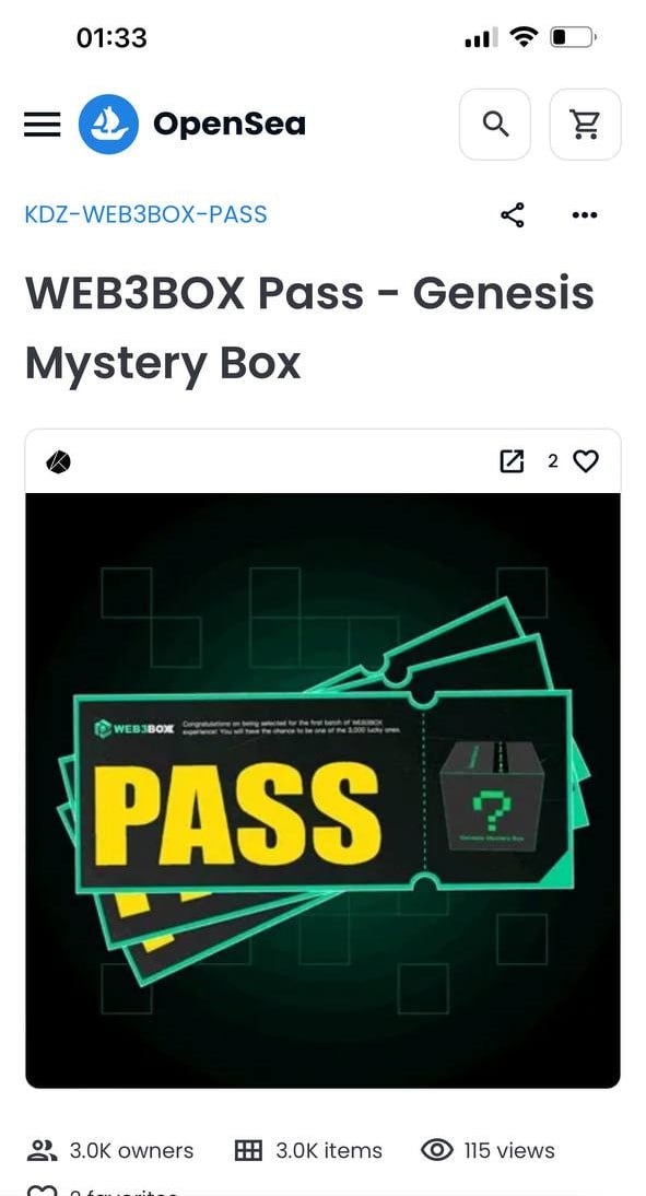 Get and exchange passes to open boxes with prizes in WEB3BOX! This is very beneficial as you can purchase passes at an attractive price and open boxes that can contain valuable NFTs or crypto assets worth more than $50,000.💰