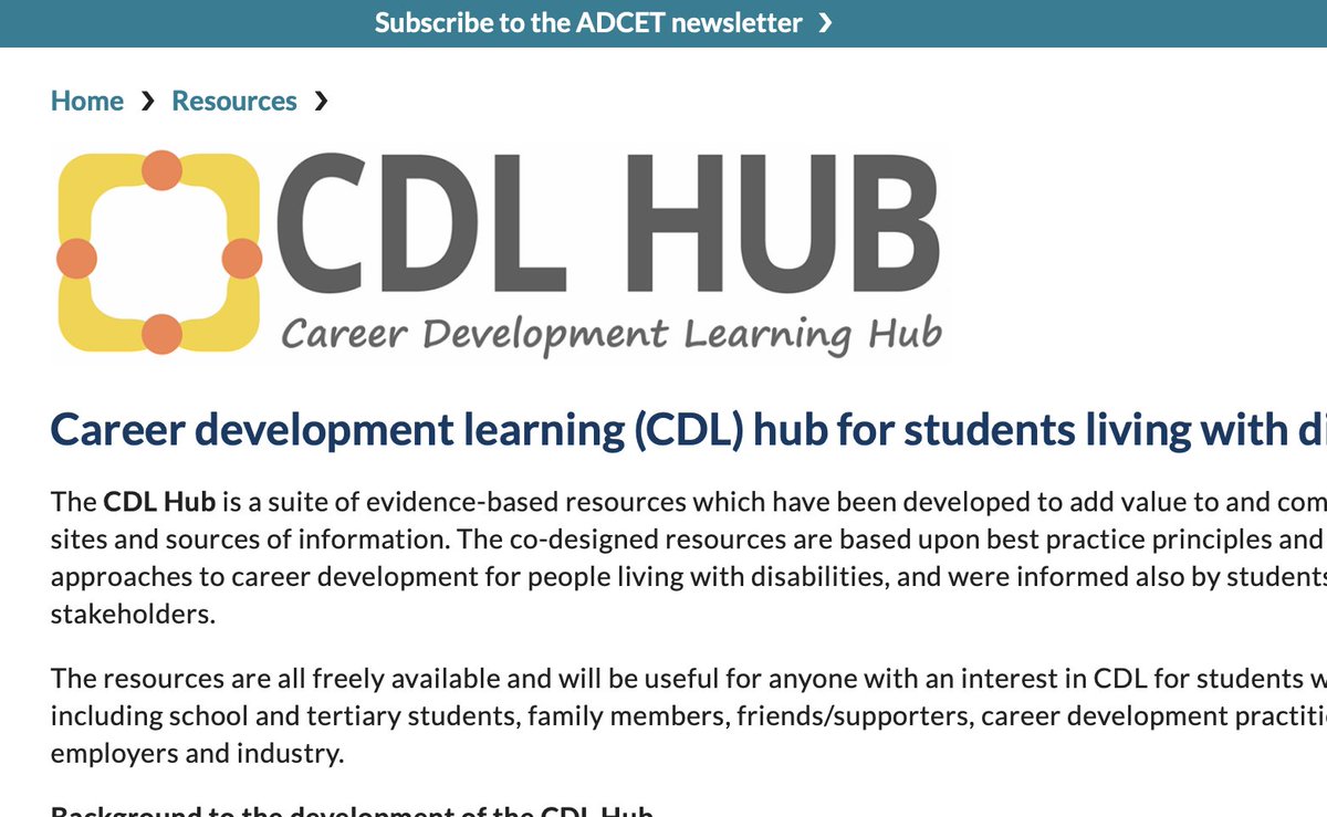 The day is here! The Career Development Learning (CDL) Hub is now live on <a href="/adcet_edu_au/">ADCET</a>! 

Led by <a href="/seos895/">Prof Sarah O' Shea</a>,  the hub covers all the amazing projects aimed to improve inclusion in careers and employability. Check them out!
adcet.edu.au/resources/cdl-…