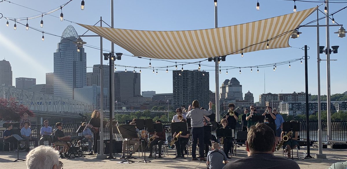 CCBOP’s Jazz Ensemble plays for a crowd at the levee