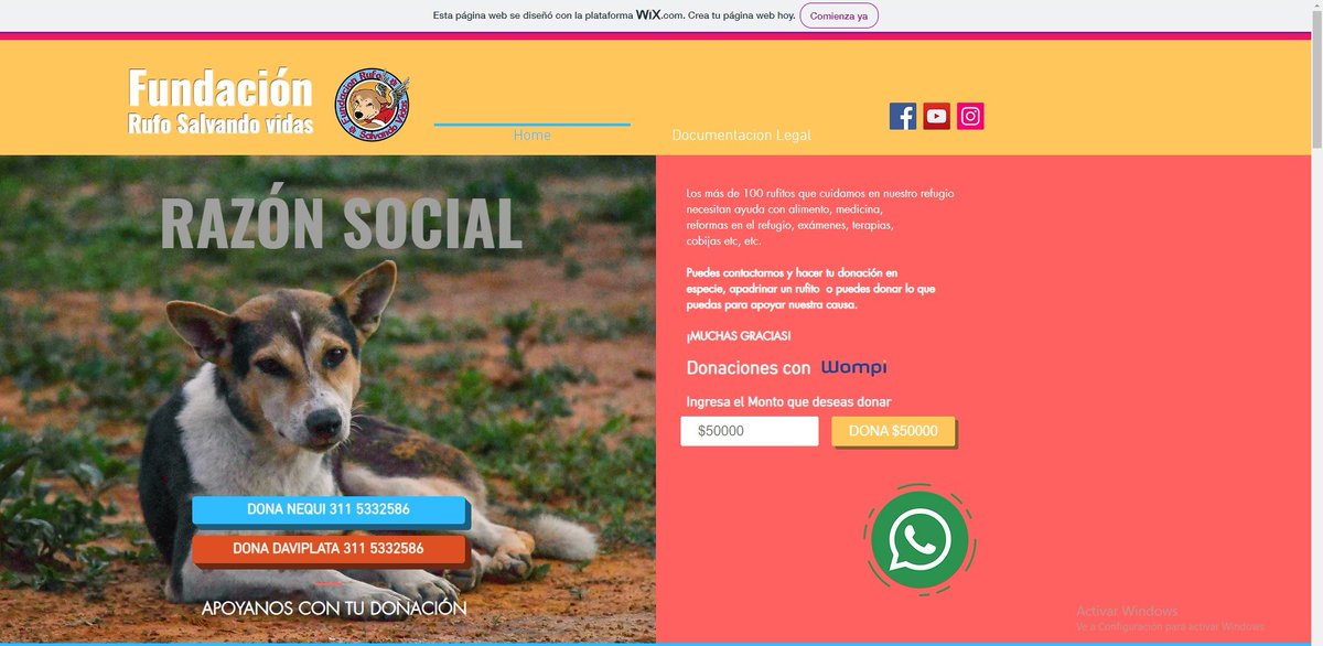 PUEDES DONAR POR NUESTRA PAGINA WEB fundacionrufocol.wixsite.com/rufo-salvando-…