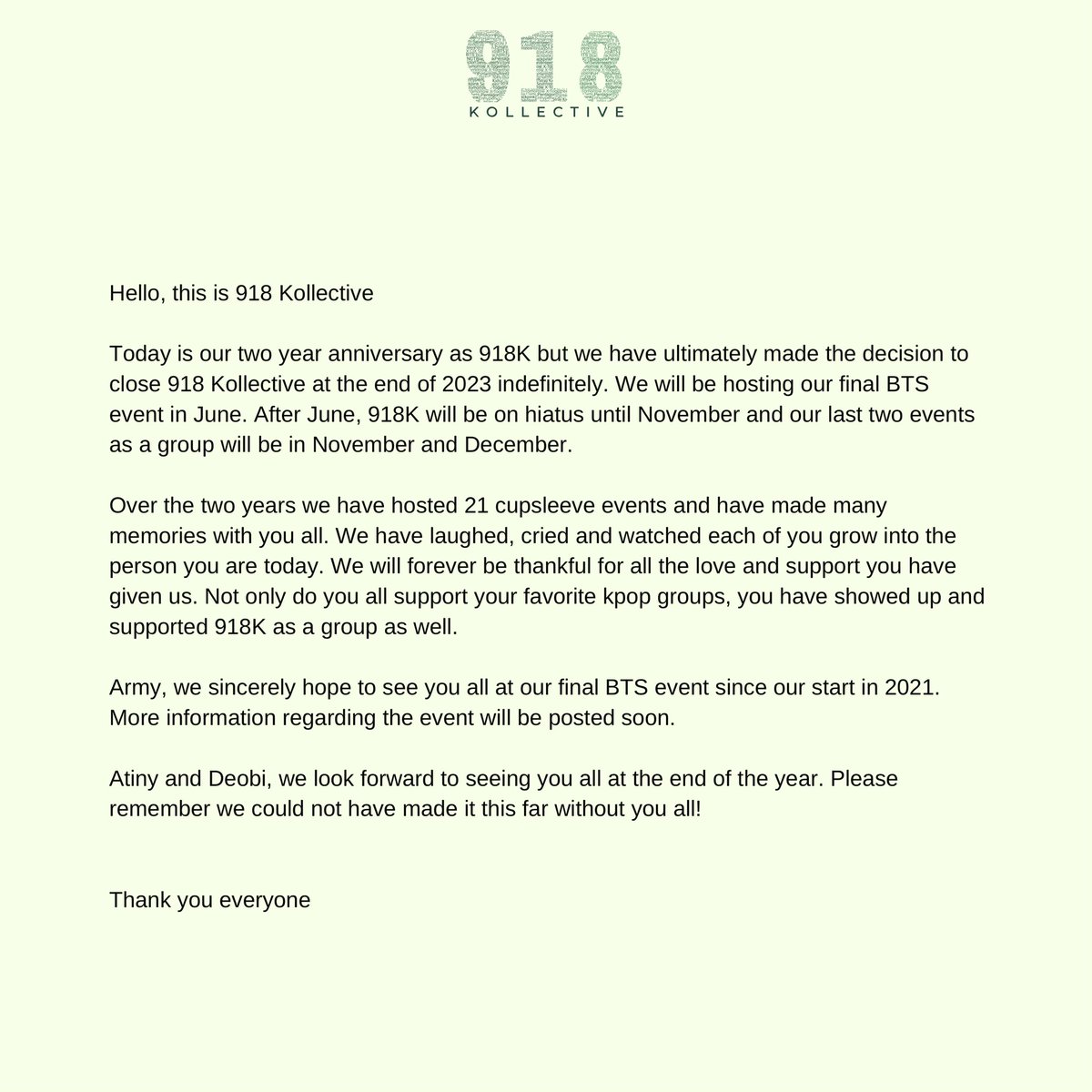 In regards to future activities of 918Kollective ✨✨✨ #918K #918Kollective #kpop #kpopcupsleeveevents