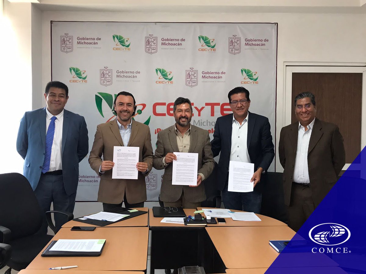 ComceMichoacan's tweet photo. El día de hoy firmamos convenio con el @CECyTEM  en presencia del Lic. Victor Báez Ceja Director General del CECYTEM y del Mtro. Gilberto Morelos Favela Presidente del COMCE Michoacán.

#SomosCOMCE
#comcemich
#CECYTEM https://t.co/svRMDtcH7R