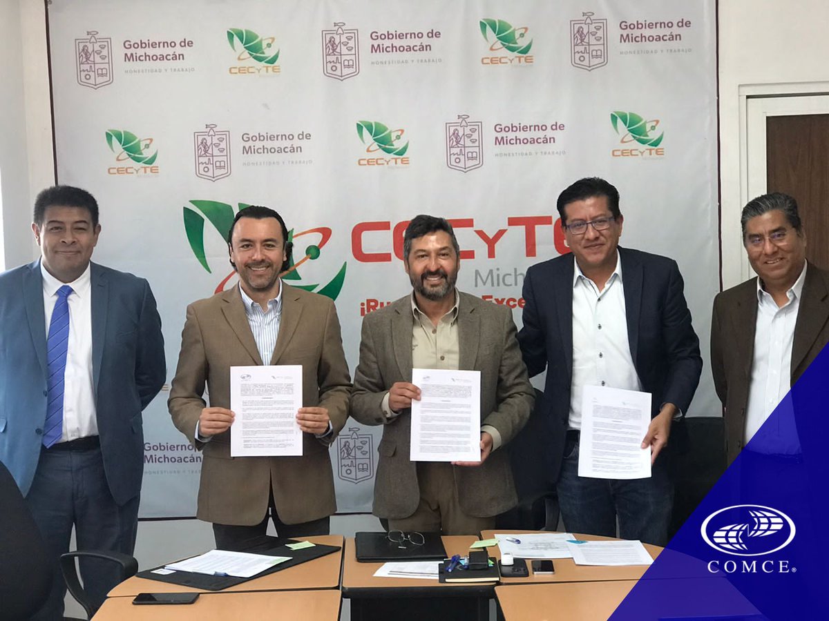 ComceMichoacan's tweet photo. El día de hoy firmamos convenio con el @CECyTEM  en presencia del Lic. Victor Báez Ceja Director General del CECYTEM y del Mtro. Gilberto Morelos Favela Presidente del COMCE Michoacán.

#SomosCOMCE
#comcemich
#CECYTEM https://t.co/svRMDtcH7R
