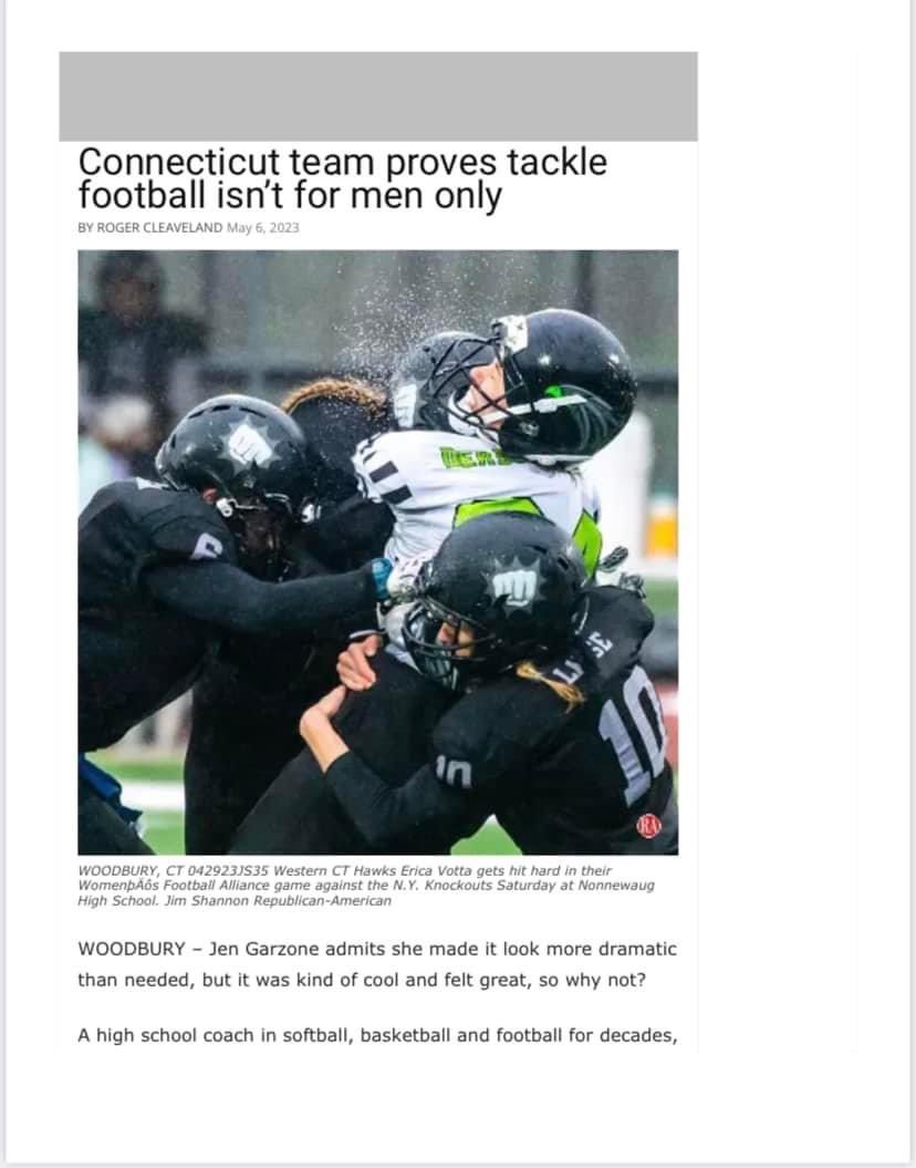 WesternCtHawks's tweet photo. Thank you @RASports for promoting our team and Women’s Tackle Football! We appreciate all your support! @WFAfootball #wfafootball #cthawks #soarhigh https://t.co/maE8MZRUQD