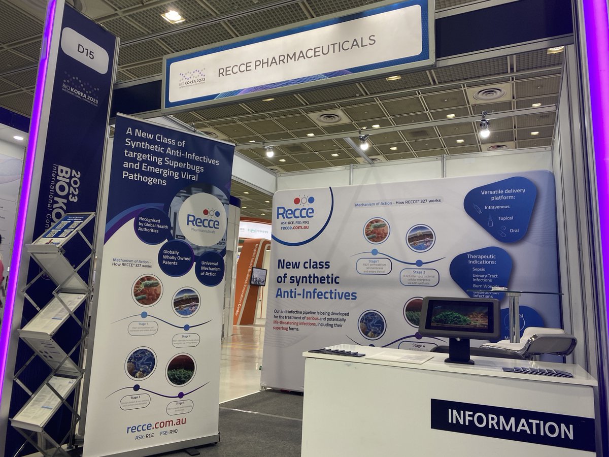 ReccePharmaEU's tweet photo. Day 1 of #BIOKorea2023 has commenced! As one of the WA-sponsored companies we’re proud to participate in the #AustralianBiotech Mission. Check out our booth D015 to learn more about our approach to combatting #AMR, #Sepsis, #Urosepsis, and more. https://t.co/A6rXGCp7Ib