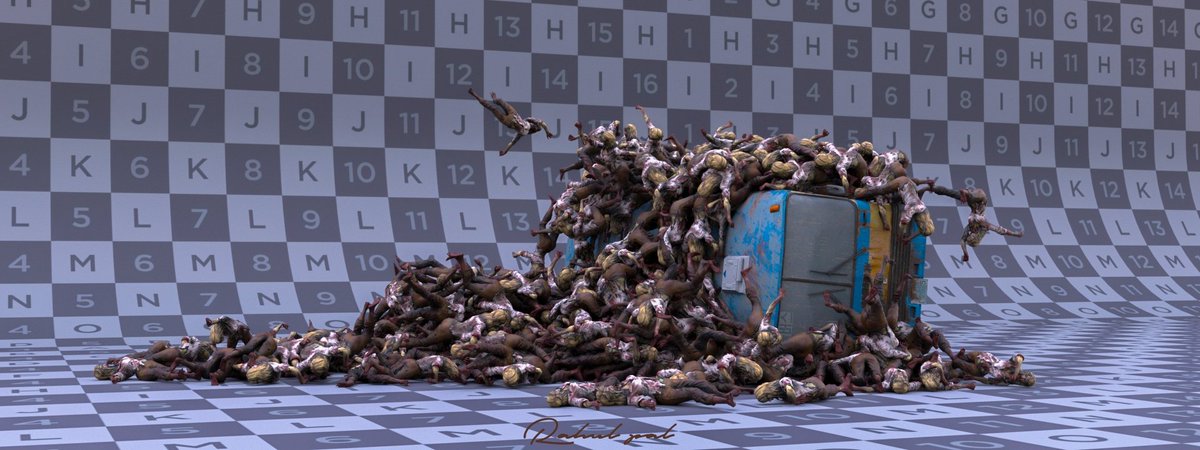 Rahulpal_1's tweet photo. Hey Guy's Here is my another personal crowd work inspired by the movie World War Z. Here are some rendered images along with a video sequence, #houdini #crowd #zombie #aploclypse #worldwarz #fx #vfx #vfxartist #fxartist #flipbook #cgi #art #work #scene #movies #mantrarender https://t.co/SiB71hqJws