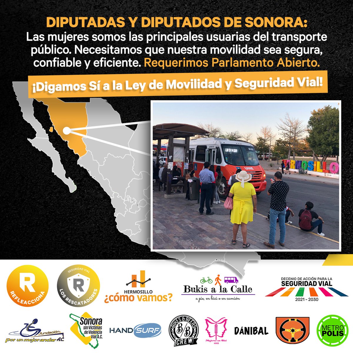En México el transporte público es mayormente usado por mujeres. El 90% de las mujeres reporta haber sido víctima de acoso en el transporte público. Necesitamos #TransporteSeguro.  

#LeyMovilidadSonora