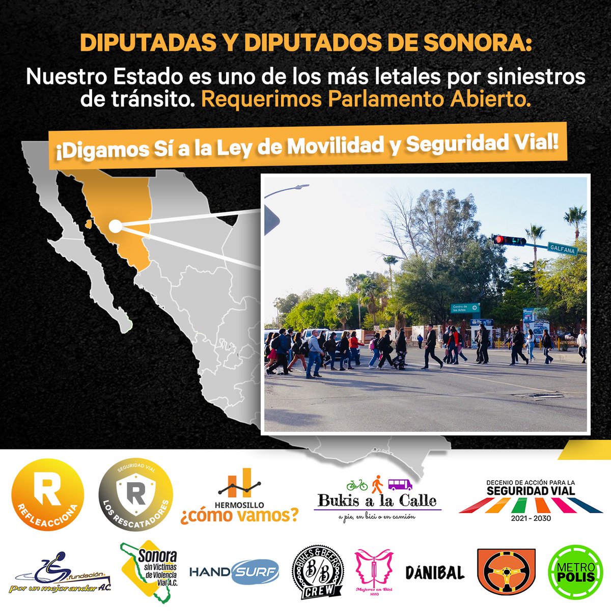 Sonora: cuarto estado con mayor tasa de muertes por hechos de tránsito en México. Seguimos sin #LeyMovilidadSonora.