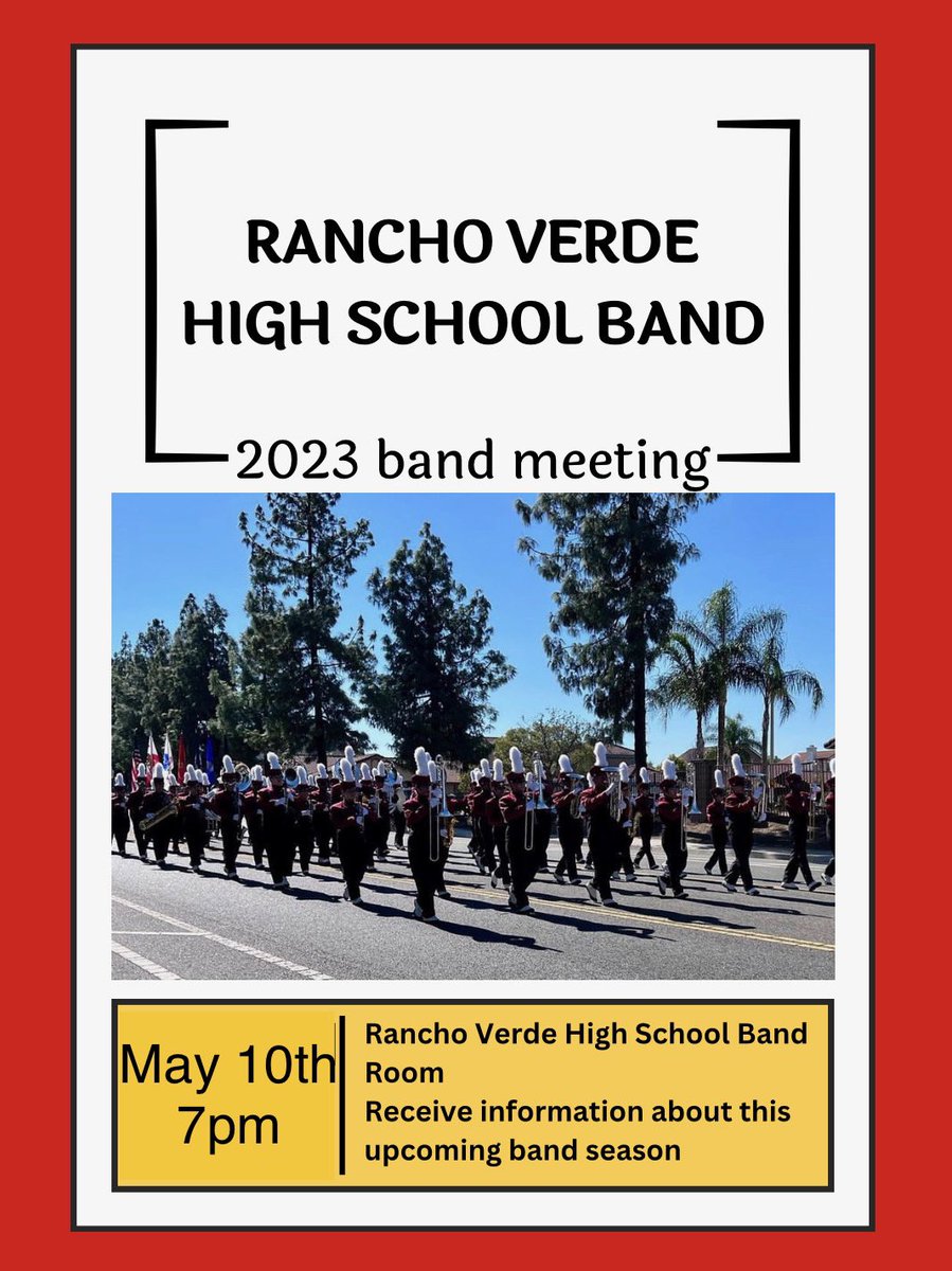 RVCR Marching Band Meeting. Join band. Bring a friend.