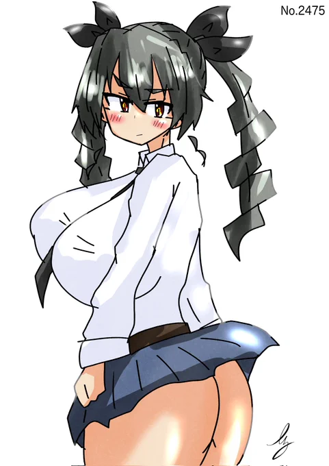 [振り向くアンチョビ]  #1日1ドゥーチェ