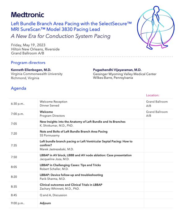 Great program for Friday night. Looking forward to seeing our friends and conduction system pacing!