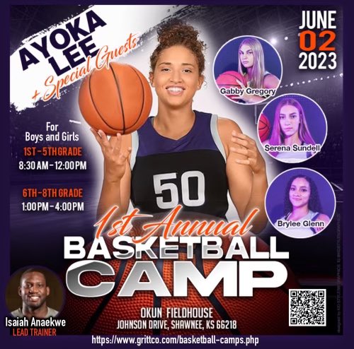 So excited to be hosting my first camp this summer with the Gritt family! Join us for individual player development for all skill levels! The date is approaching fast so make sure to register asap! Link in my bio and below!

grittco.com/basketball-cam…