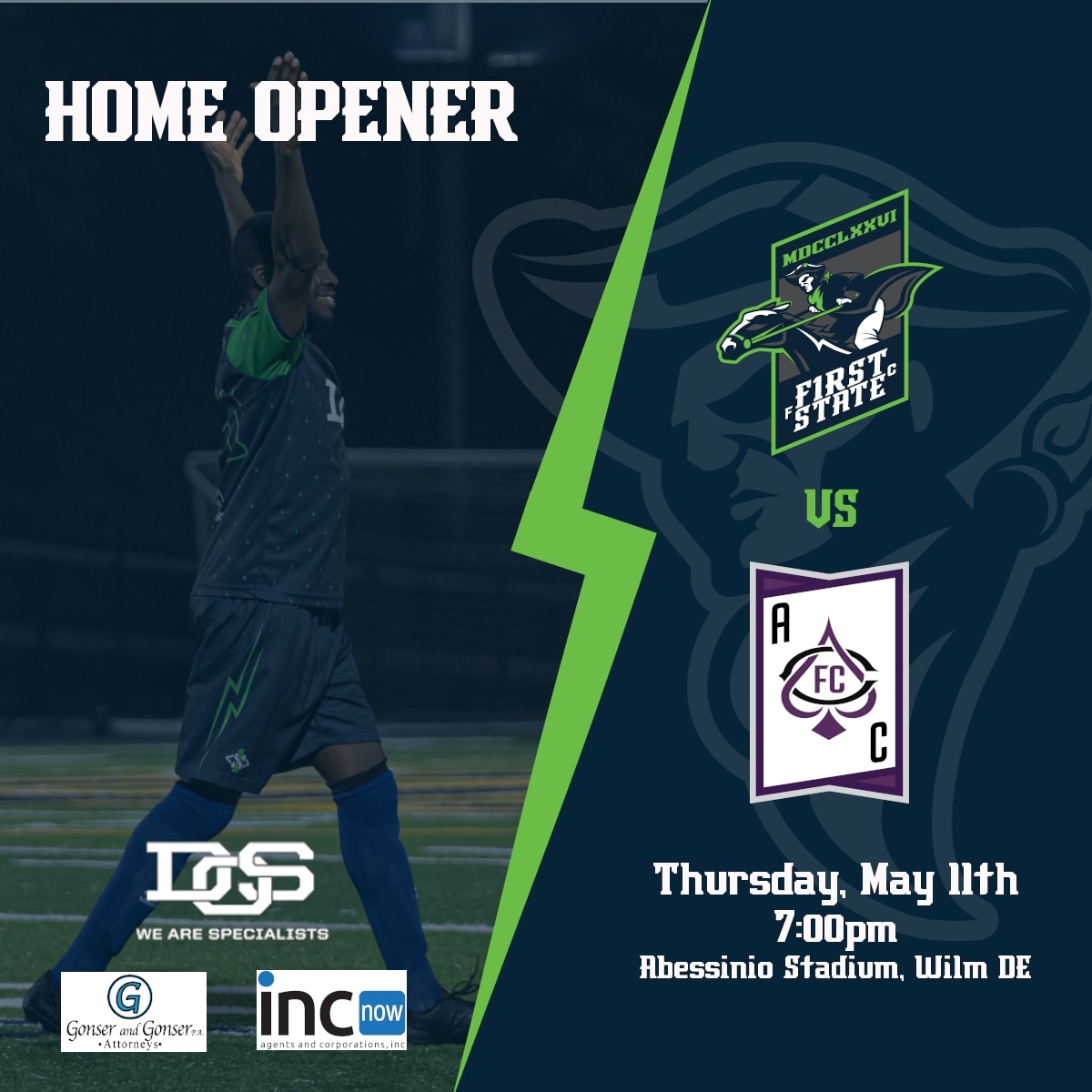 Less than 48 hours until our 2023 szn is 🚀🚀🚀 Come check us out this Thursday night @ Abessinio Stadium in Wilm! Tix 🎟️🎟️ on sale now at tickets.firststatefc.com