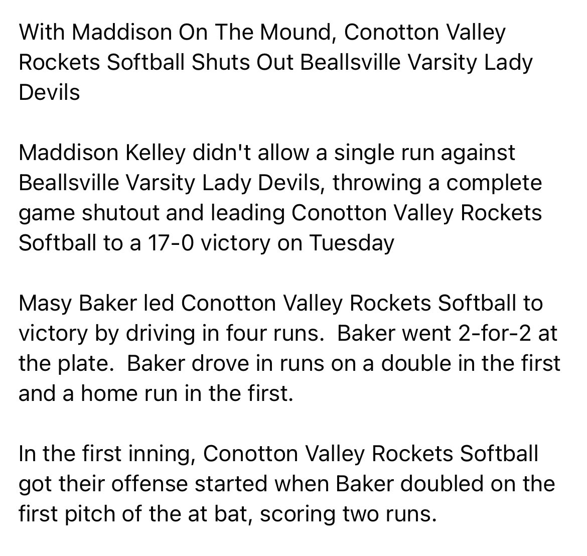 Conotton Valley Softball🚀 tweet media