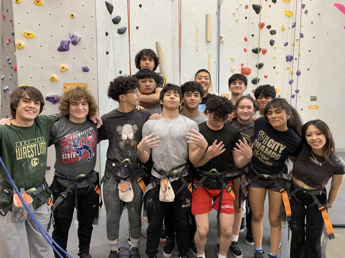 Team went rock climbing at <a href="/FA_Climbing/">FirstAscentClimbing</a> Avondale today. Finn with the IL Greco State shirt for #WrestlingShirtADayinMay