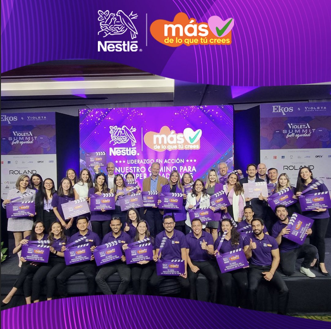 Nestle_Ecuador's tweet photo. ¡Así termina esta edición del #VioletaSummit 💜! 
Gracias a la #RevistaVioleta powered by Ekos por la invitación. Fue una jornada increíble donde una vez más dimos a conocer nuestro compromiso con la Diversidad, Equidad e Inclusión.  #LiderazgoenAcción #NestléEsMás https://t.co/vU8HACLg7v