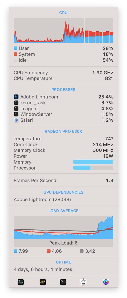 sGeekBlog's tweet image. In these cases, if you have a top o pre-top #Intel-based #MacBookPro15, I’d recommend using a discrete #GPU acceleration enabled in #LightroomCC, on the latest #macOSVentura to decrease the #CPU &amp;amp; #RAM overheating &amp;amp; increase their lifespan. Not tested on any #ARM #MacBookPro.