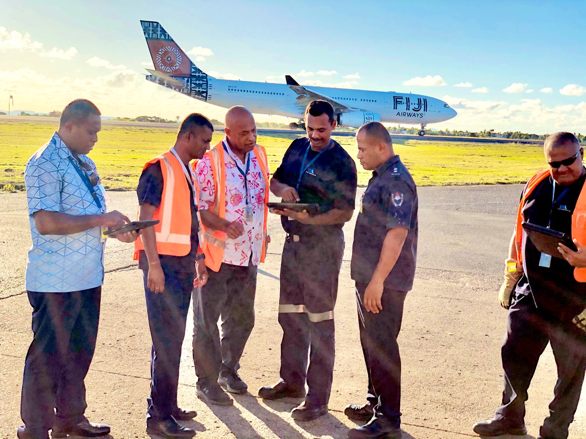 NadiAirport's tweet photo. Ahead of the game &amp; keeping up with cutting edge tech in airport operations! #FijiAirports’ #ARFFS 🚒✈️is the first in the 🌎 to partner with @Innovation_Tank 🖐 Vinaka Lance Orsmond (AeroAscent Founder &amp; Exec Director) for the in-house training!
@BillGavoka @MTCAFiji #AeroAscent https://t.co/dspLAfBkFB