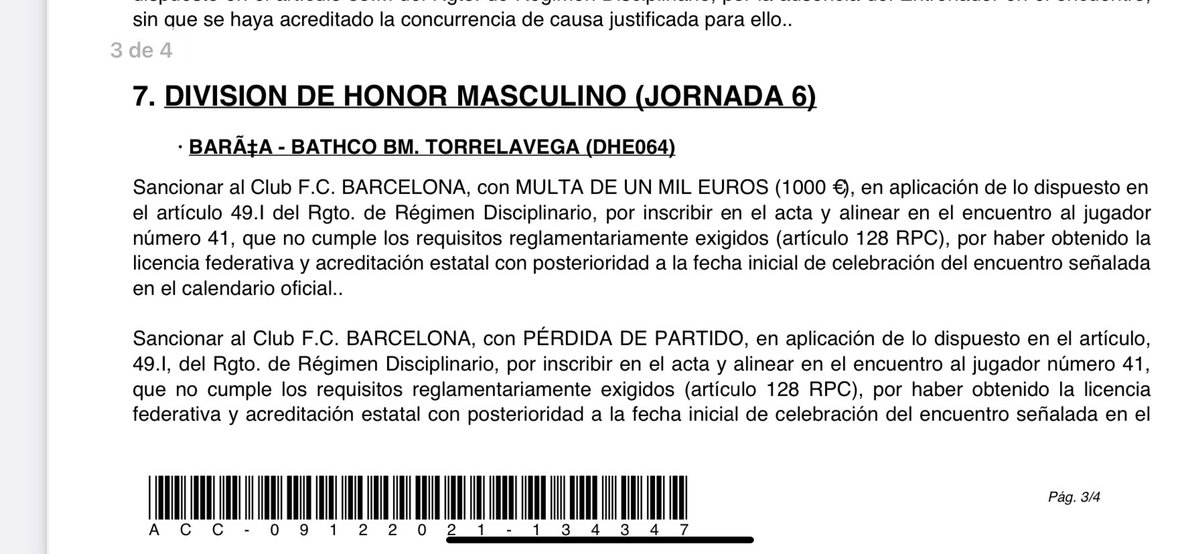 Molieinstein's tweet photo. Cuando el FCB tuvo alineación indebida, el CNC sancionó con mil euros y la pérdida del partido.
Si eso es así, al Trops Málaga juvenil le harían lo mismo y habría TRIPLE EMPATE EN EL SECTOR H. De donde vienen la pérdida extra de dos puntos más?? @CarlosArgente58 algo no me cuadra https://t.co/gK1qTDsDqf