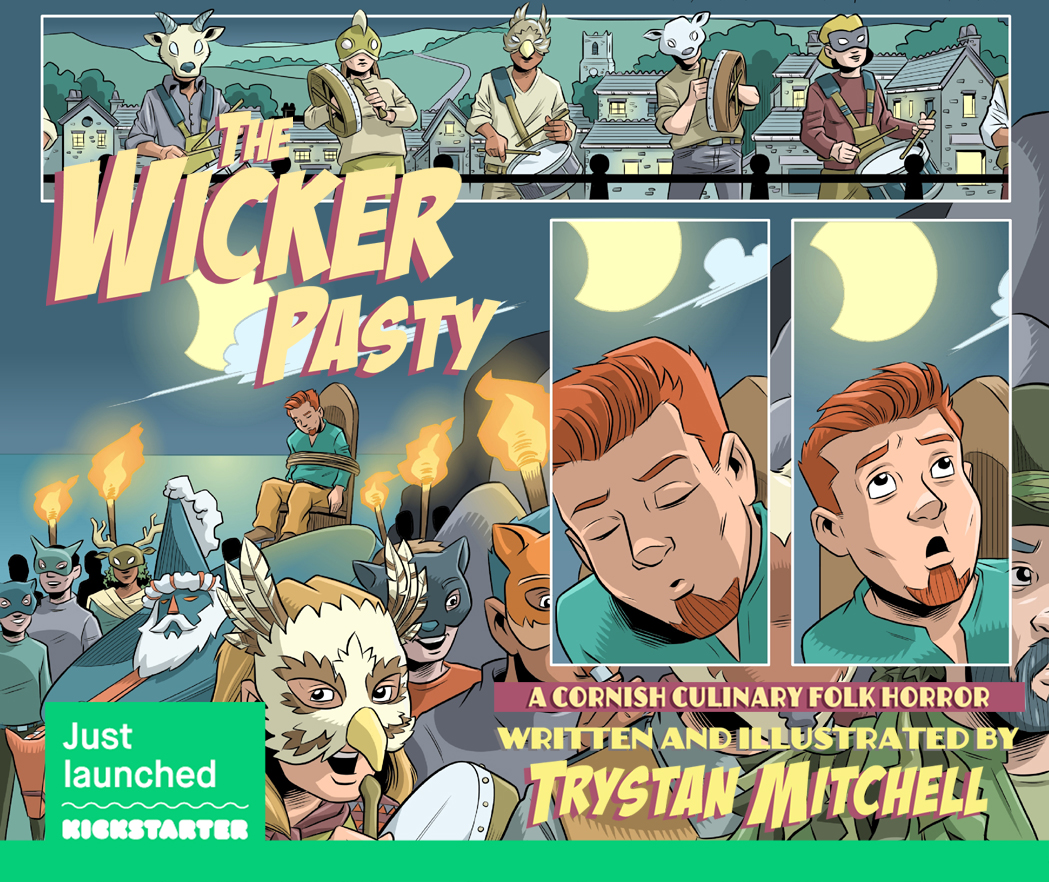 Now shipping internationally. #TheWickerPasty is a culinary folk horror baked in Cornwall, featuring occult foods &amp; folklore, baked goods &amp; elder gods. 
Visit the Kickstarter kickstarter.com/projects/thebi… to pledge &amp; secure a copy #Cornwall #folkhorror #Kickstarter #folklore #Lovecraft