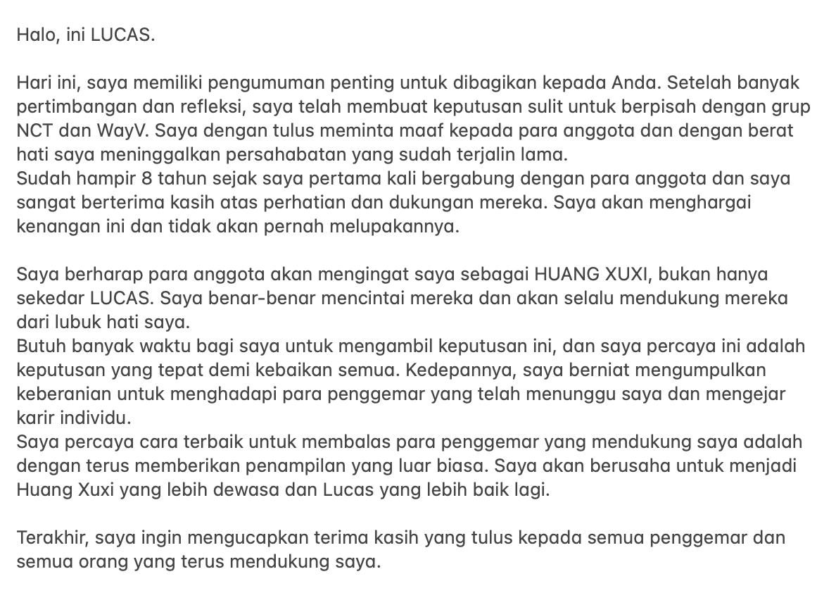 LUCAS INDONESIA FANBASE on Twitter: "[INFO] 10.05.23 Terjemahan Bahasa