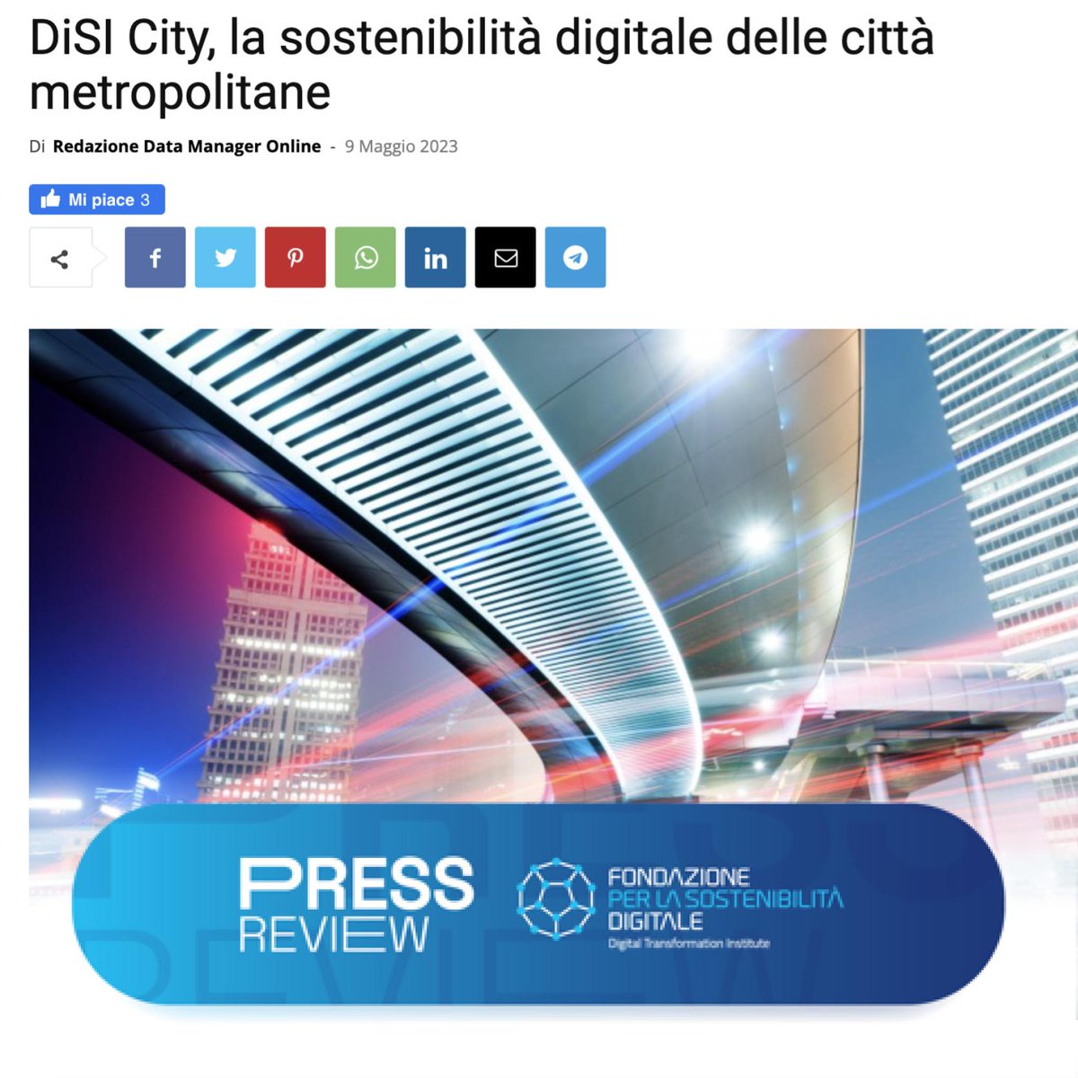 DigiTInst's tweet image. Qual è il livello di #SostenibilitàDigitale delle 14 #città metropolitane italiane?

Ne parliamo nel nuovo articolo della nostra rubrica in collaborazione con @datamanager_it, presentando i risultati della nuova ricerca basata sul #DiSICity.

👉🏻 datamanager.it/2023/05/disi-c…
