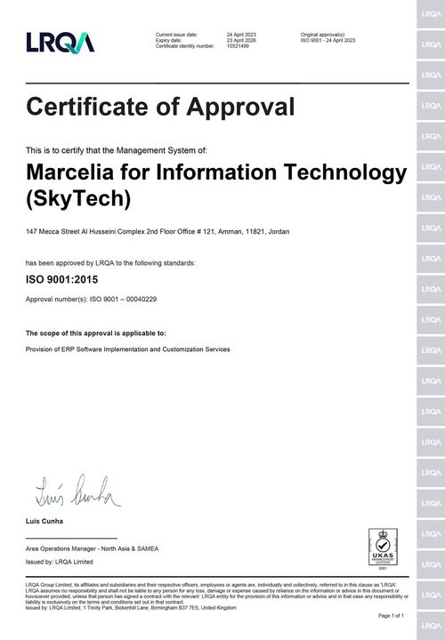 intajICTJO's tweet photo. Congratulations for #intajmembers: @SkyTech_Mena for being granted #ISO 9001:2015 certificate

https://t.co/KZGApMaIdO
#membersnews #ERP #software #SAPsolutions #certification @AtassiBushra https://t.co/8DjPX5Ocj7