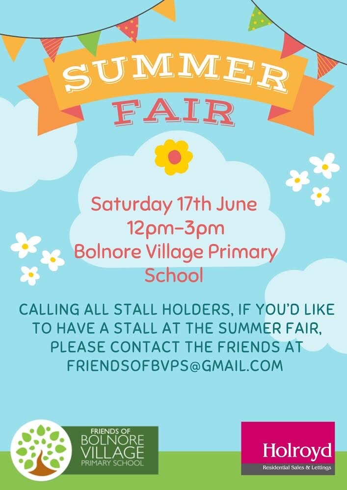 BolnorePrimary's tweet image. Diary date: Our Summer Fair is on 17th June. If you would like a stall please contact the friendsofbvps@gmail.com