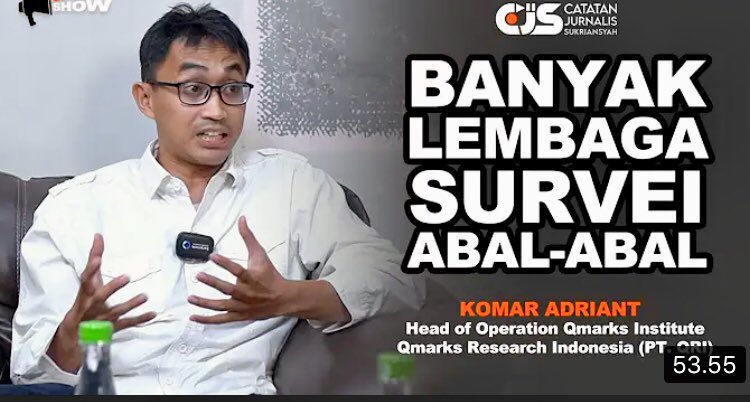 ukisukriansyah's tweet photo. Yuk kita tonton agar wawasan kita makin luas terkait lembaga survei #CJS
#pilpres
Jangki lupa like, komen dan subscraibe ta’ makasih sebelumnya...

JANGAN TERPEDAYA SURVEI POLITIK, ADA HASIL RISET KADALUARSA #riset #surv... https://t.co/gNDKGX6emL lewat @YouTube https://t.co/D1BmFzvq8i