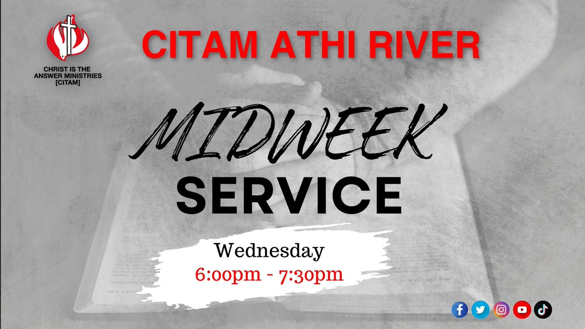 citamathi's tweet photo. Devote yourselves to prayer, being watchful and thankful. ~ Collosians 4:2
Join us today for our mid-week prayer service at 6:00pm.
#InHisPresence
#ChrististheAnswer
#CITAMAthiriver
#wednesdaymidweekservice https://t.co/XZsf0ELeaw