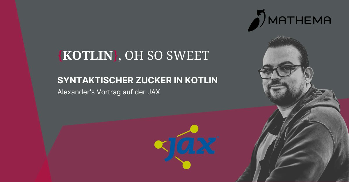 Wir sind begeistert, dass unser Kollege der <a href="/JAXconf/">JAX</a> in Mainz einen Vortrag halten wird! 🎤 
In seinem Vortrag zeigt er, wie Kotlin die Arbeit von Java-Entwicklern erleichtern kann, indem er den Code lesbarer und verständlicher macht. 

#Kotlin #Jaxcon #jax #java #Mathema