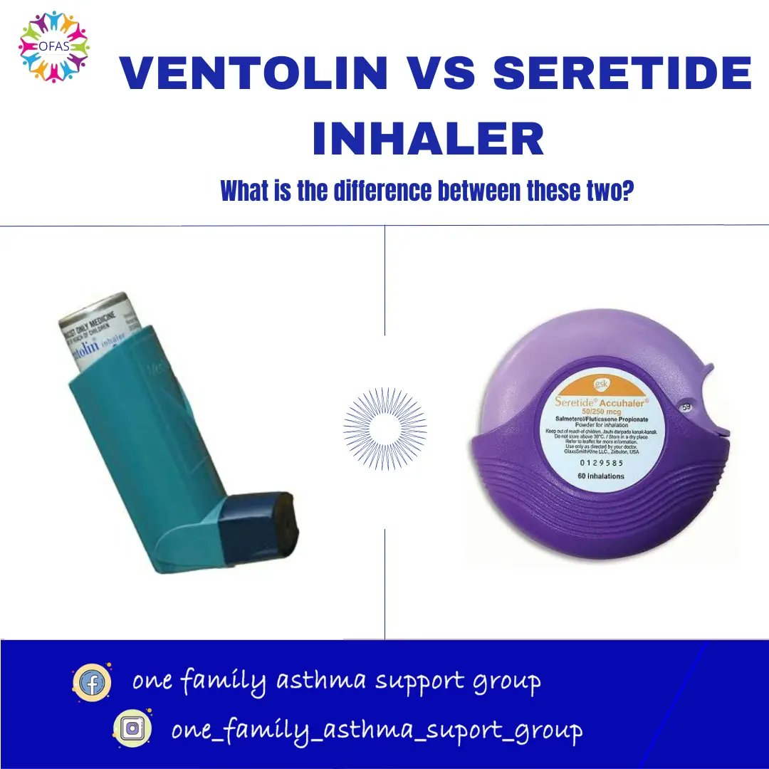 OneFamilyAsthma's tweet photo. Here is our answer on the difference between this two Asthma medications.
#asthma #AsthmaAwarenessMonth #ofas #ventolininhaler #seretide https://t.co/YbLJG3Fg4y