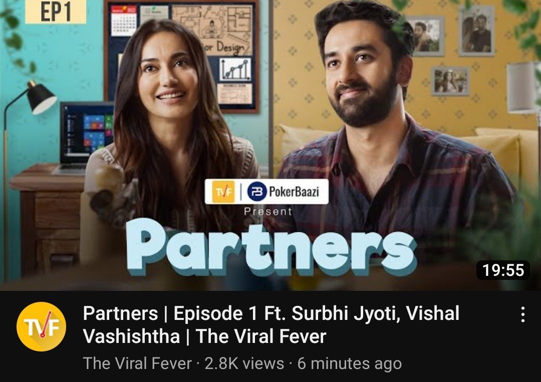 Vishal Vashishtha FC (@teamv_vishal13) on Twitter photo . <a href="/TheViralFever/">The Viral Fever</a> 's new mini series Partners starring #VishalVashishtha and #SurbhiJyoti ππ
First episode uploaded.
Link - youtu.be/NsbsH6qBk04 . <a href="/TheViralFever/">The Viral Fever</a> 's new mini series Partners starring #VishalVashishtha and #SurbhiJyoti ππ
First episode uploaded.
Link - youtu.be/NsbsH6qBk04