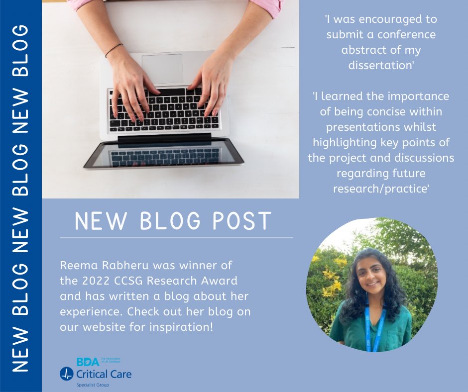 BDACriticalCare's tweet photo. Are you considering applying for the CCSG Annual Award this year and need a little inspiration 👀Look no further! Our 2022 winner @ReemaRabheru has written a blog post for us about her experience 🤩

Check it out here 👇
https://t.co/PY3lY4IbMg

#BDACCSG #CCSGAward2023 https://t.co/TWIIGaPDsI