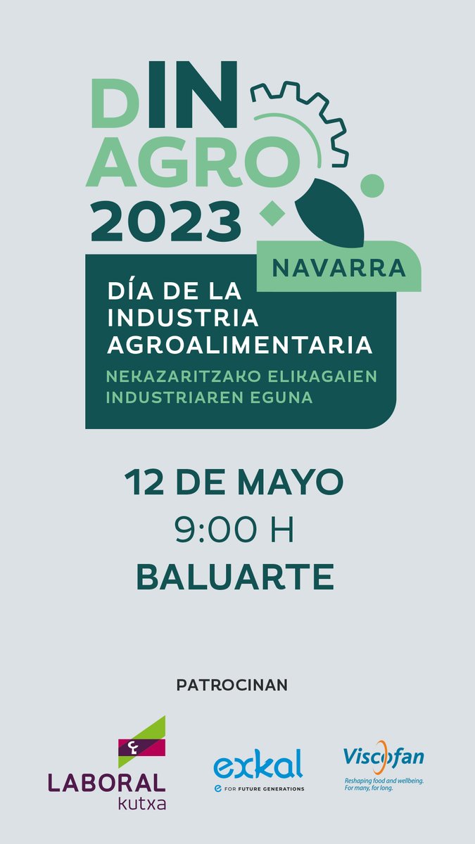 baluarte's tweet photo. 🟢Día de la Industria Agroalimentaria

📆12 de mayo

Organiza➡️@DiariodeNavarra

Información:
🔗https://t.co/C7ZsphisKr

#DINAgro2023 #AlimentosDNavarra @LABORALkutxa @CNTA_CIT  @coopsnavarra @NagrifoodClust #Exkal #viscofan #ALINAR https://t.co/o9hyFapg2Y