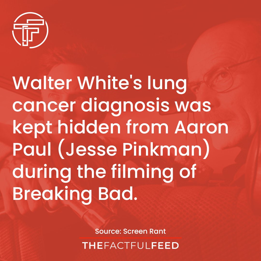 Did you know Aaron Paul was unaware of Walter White's lung cancer diagnosis while filming Breaking Bad? #BreakingBad #TVFacts