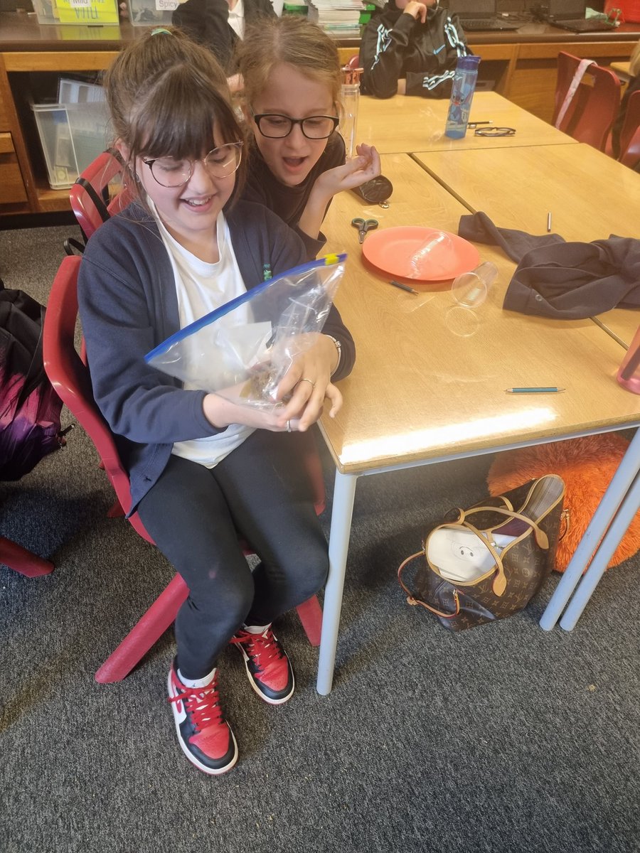 carmondean_ps's tweet photo. Things got a bit messy in P6 yesterday in Science when we used weetabix, orange juice, water, a plastic bag, a pair of tights and some cups to imitate the movement of food through the digestive system! 🥗🥞🥖🥙 @Mrs_ScottCPS @WL_STEM https://t.co/ne3CTHvXQq