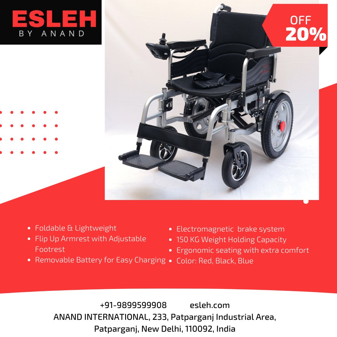 Esleh Power Black is another color variant of Esleh Power wheelchair. This wheelchair is suitable for people having mobility issue.
Order Now: bit.ly/esleh-power-bl…
Call Now: 9899599908
#eslehwheelchair #electricwheelchairs #powerwheelchair #eslehbyanand